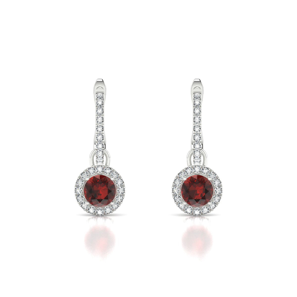 Sunrise | 18k White Gold 4.5 mm Round Garnet Earrings