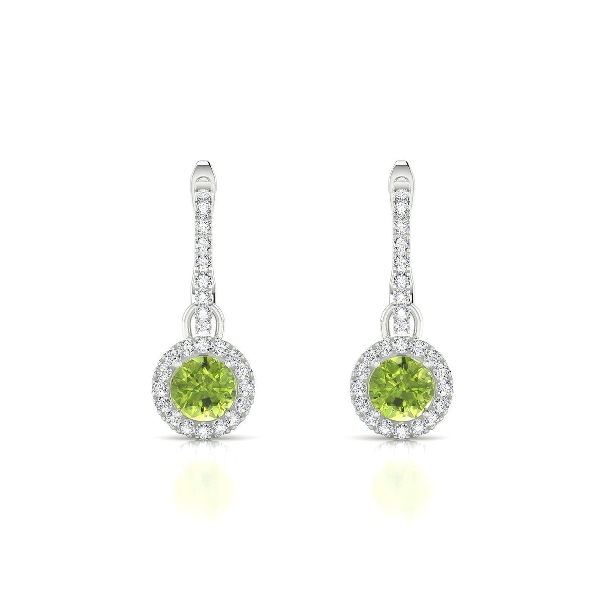 Sunrise | 18k White Gold 4.5 mm Round Peridot Earrings