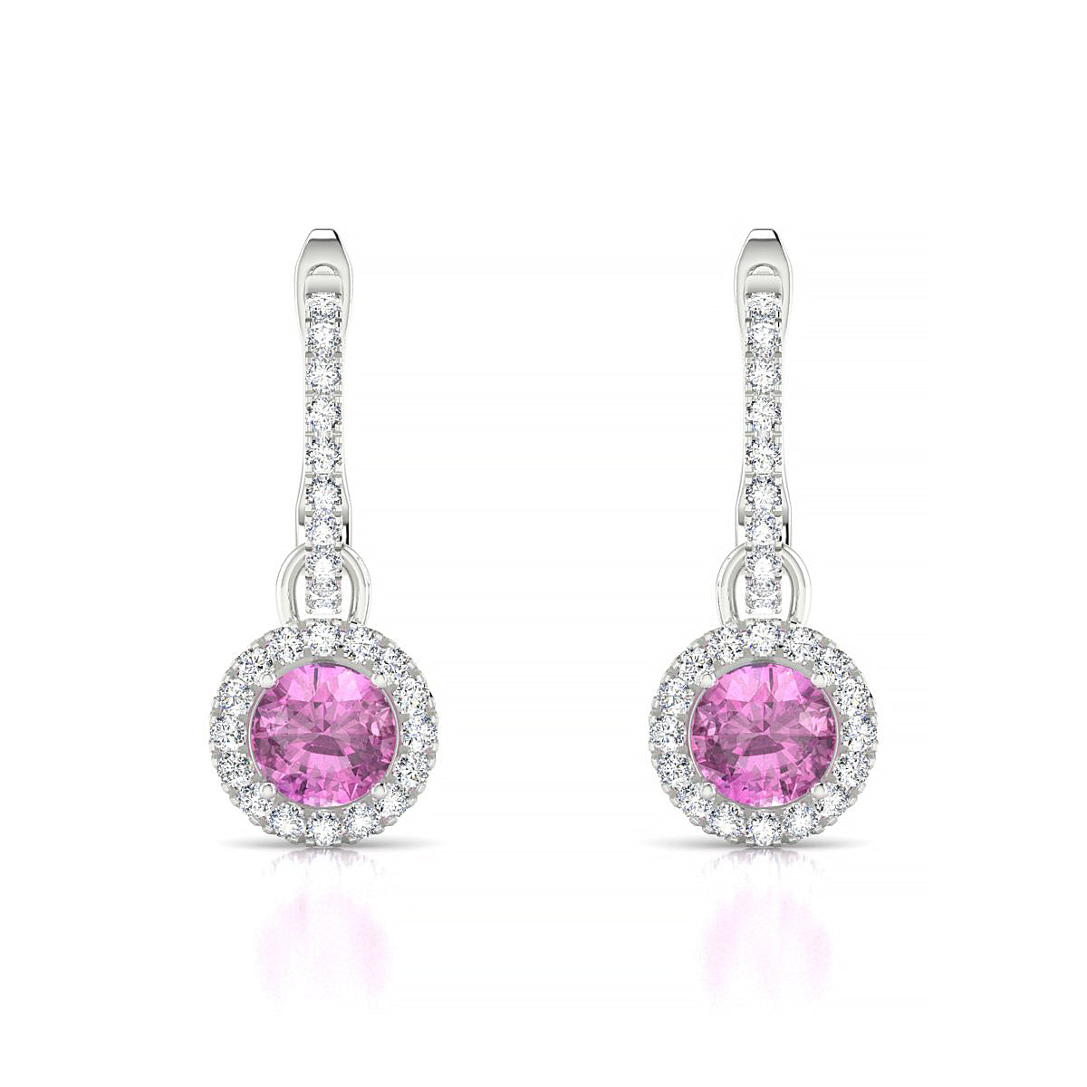 Sunrise | 18k White Gold 4.5 mm Round Pink Sapphire Earrings