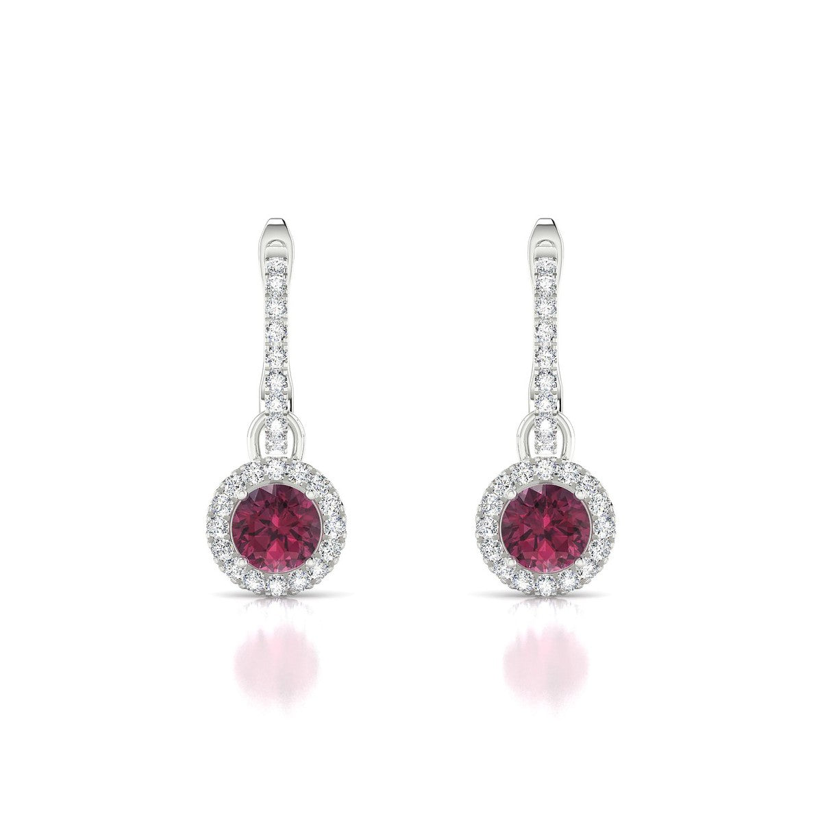 Sunrise | 18k White Gold 4.5 mm Round Rhodolite Earrings