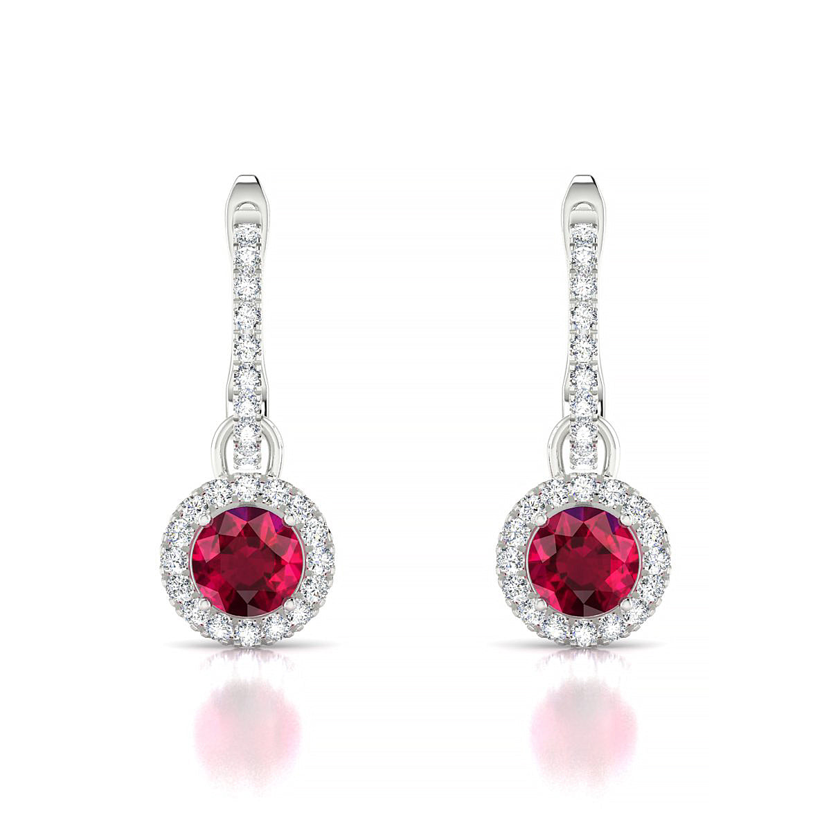 Sunrise | 18k White Gold 4.5 mm Round Ruby Earrings