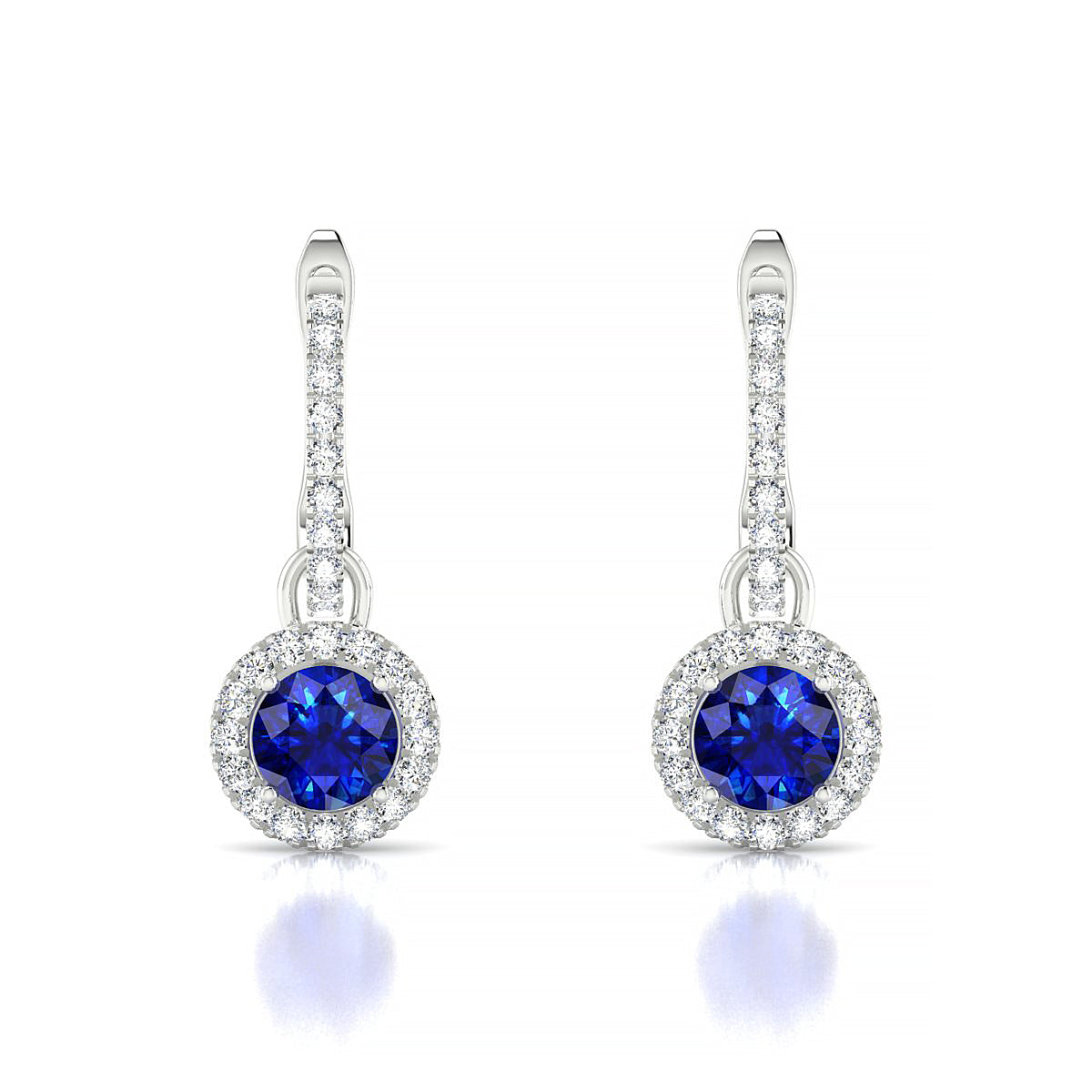Sunrise | 18k White Gold 4.5 mm Round Sapphire Earrings