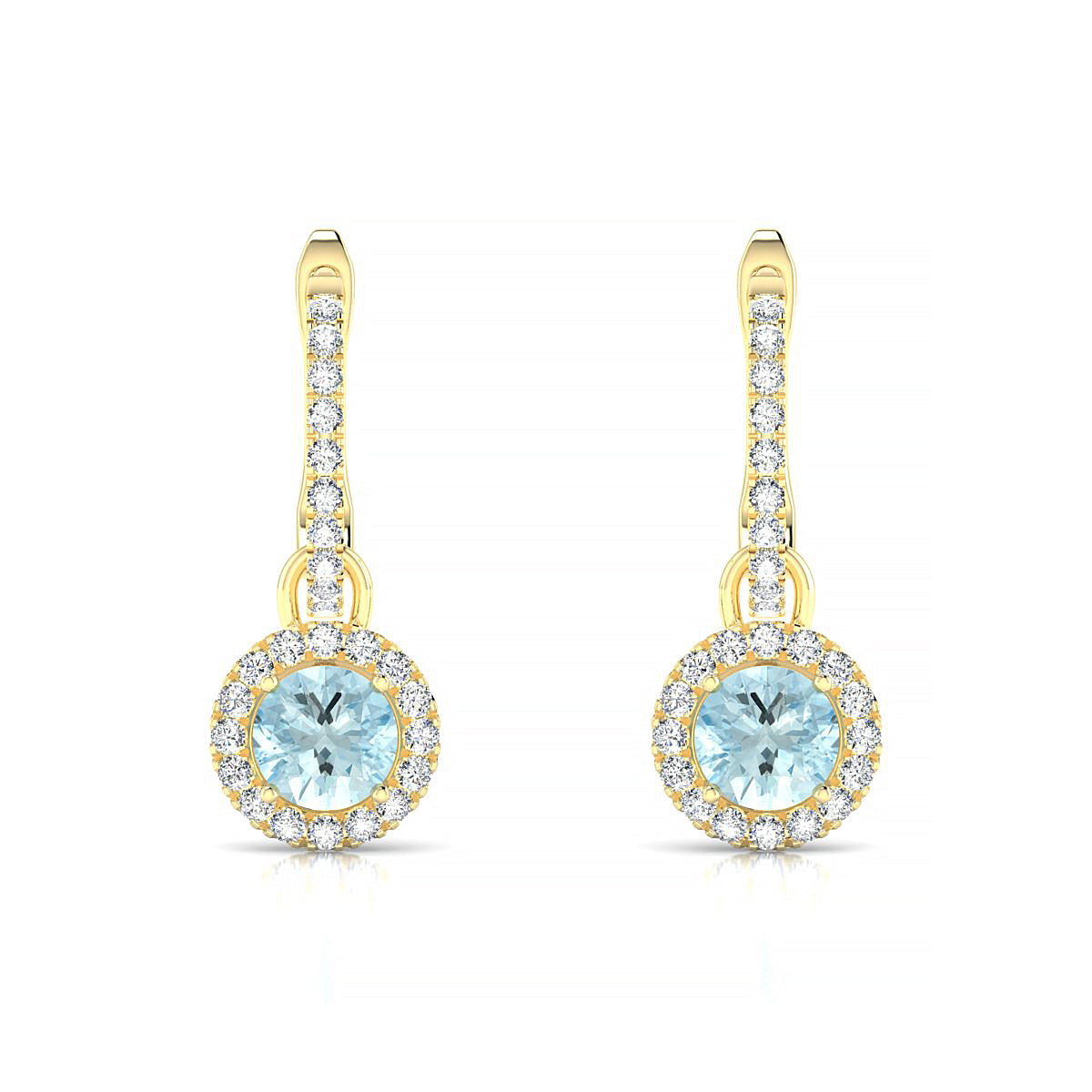 Sunrise | 18k Yellow Gold 4.5 mm Round Aquamarine Earrings