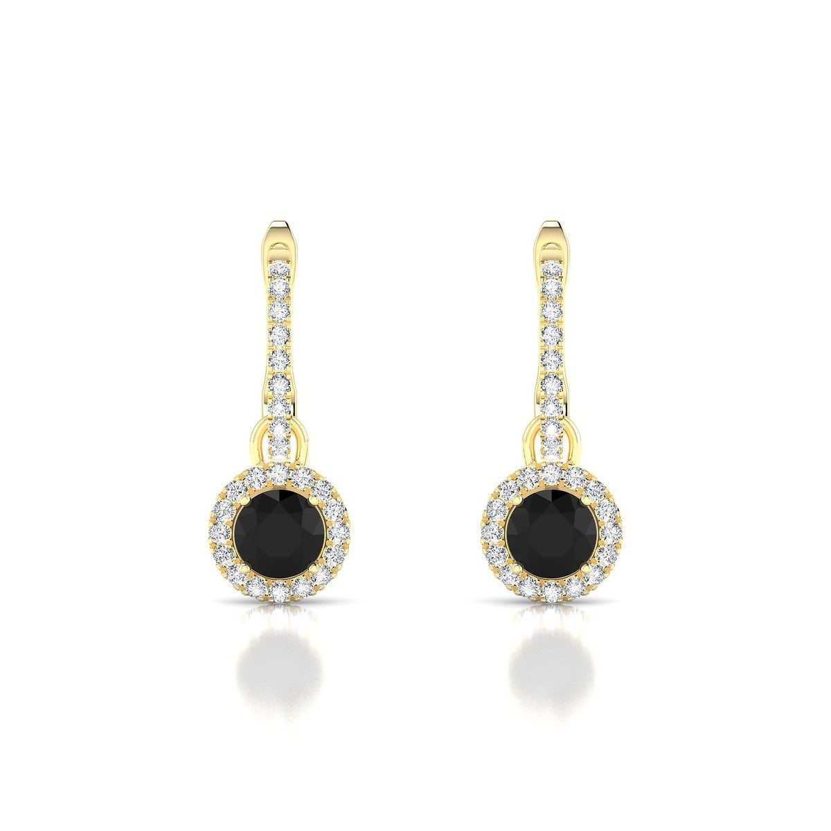 Sunrise | 18k Yellow Gold 4.5 mm Round Black Diamond Earrings