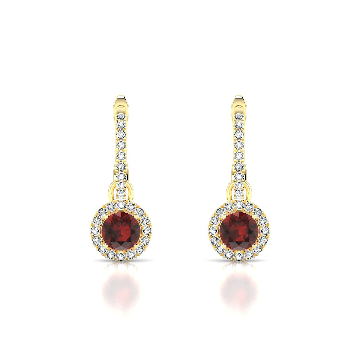 Sunrise | 18k Yellow Gold 4.5 mm Round Garnet Earrings