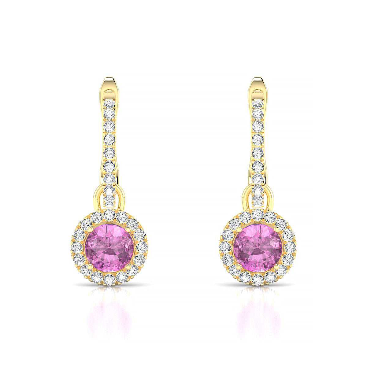 Sunrise | 18k Yellow Gold 4.5 mm Round Pink Sapphire Earrings