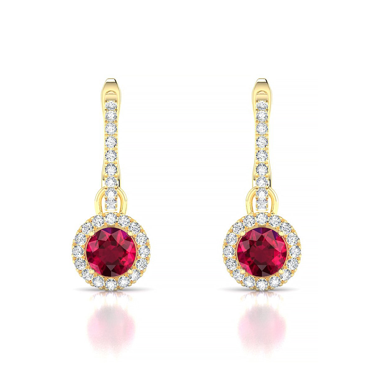 Sunrise | 18k Yellow Gold 4.5 mm Round Ruby Earrings