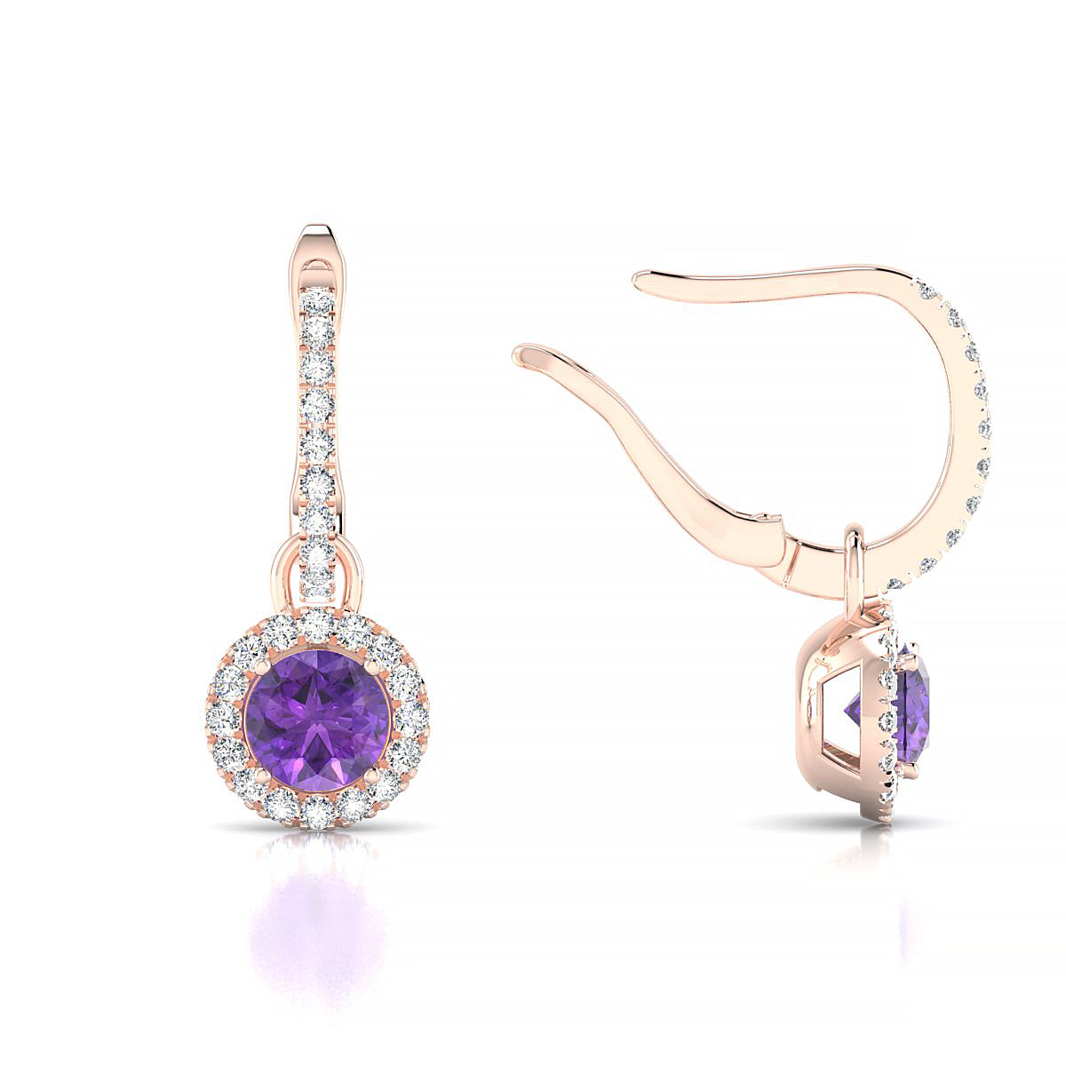 Sunrise | 18k Rose Gold 4.5 mm Round Amethyst Earrings