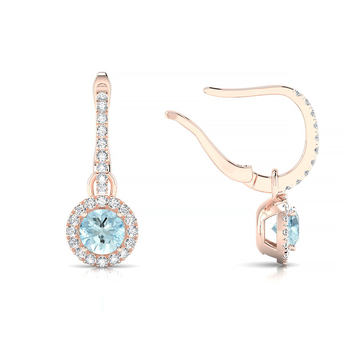 Sunrise | 18k Rose Gold 4.5 mm Round Aquamarine Earrings
