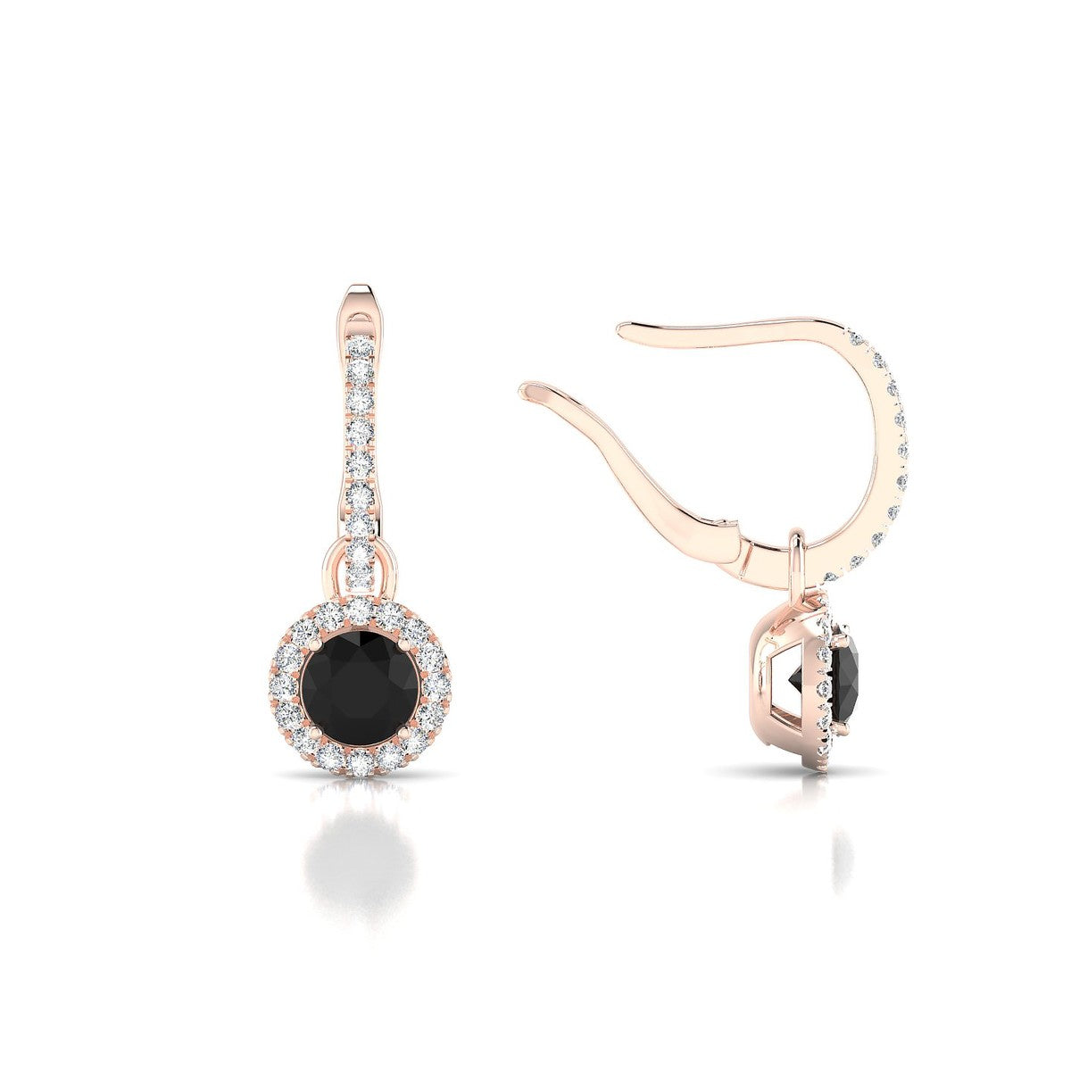 Sunrise | 18k Rose Gold 4.5 mm Round Black Diamond Earrings