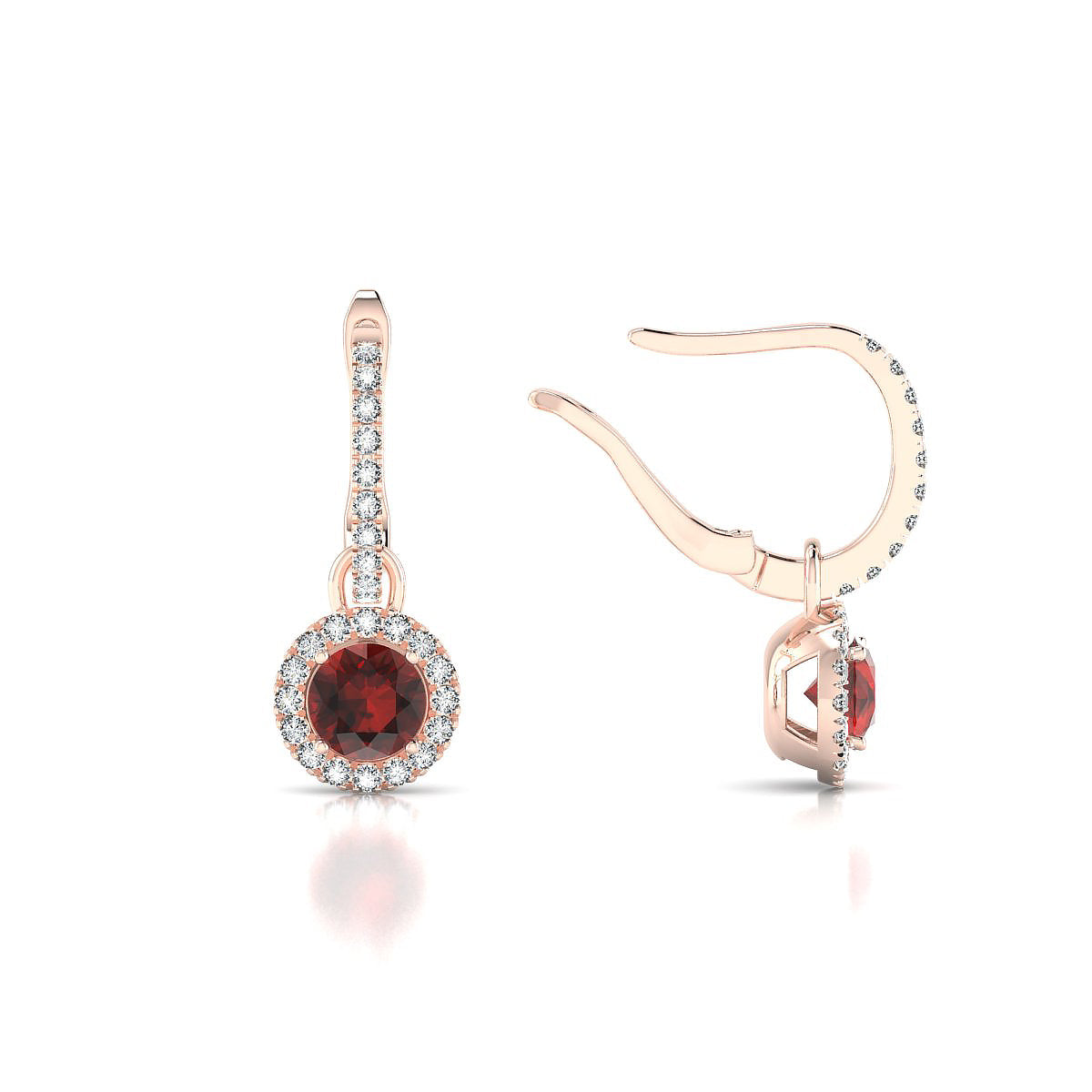Sunrise | 18k Rose Gold 4.5 mm Round Garnet Earrings
