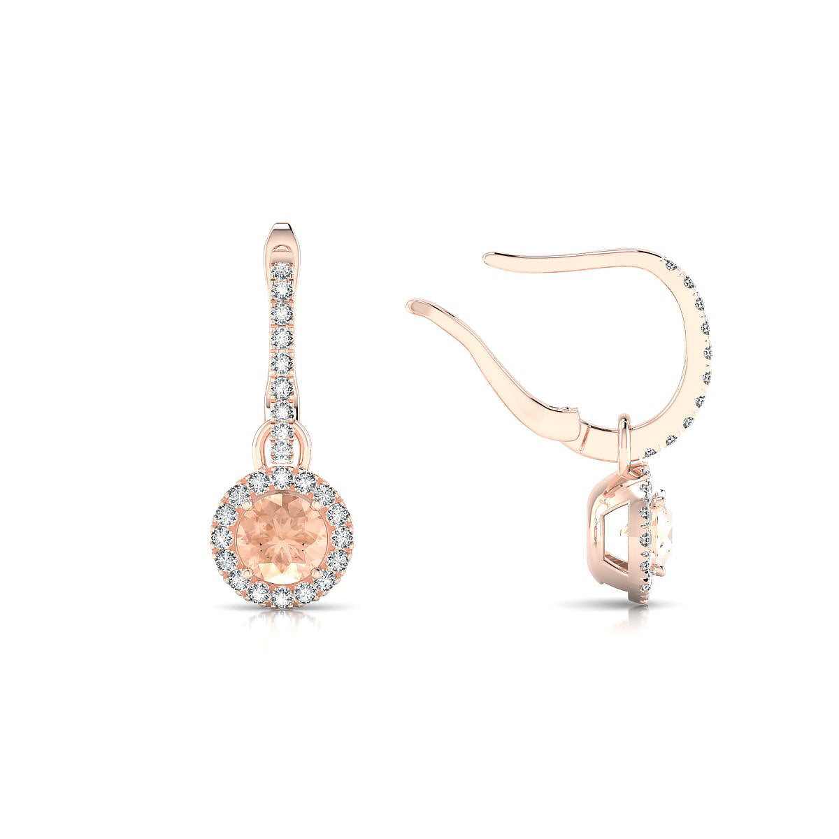 Sunrise | 18k Rose Gold 4.5 mm Round Morganite Earrings