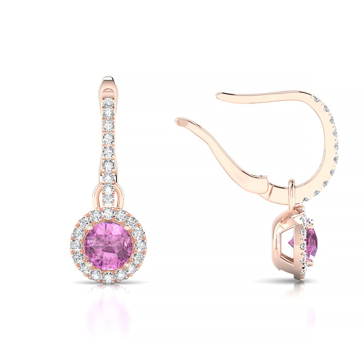 Sunrise | 18k Rose Gold 4.5 mm Round Pink Sapphire Earrings