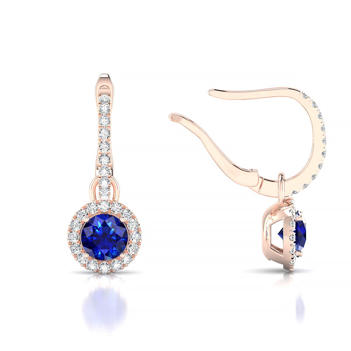 Sunrise | 18k Rose Gold 4.5 mm Round Sapphire Earrings