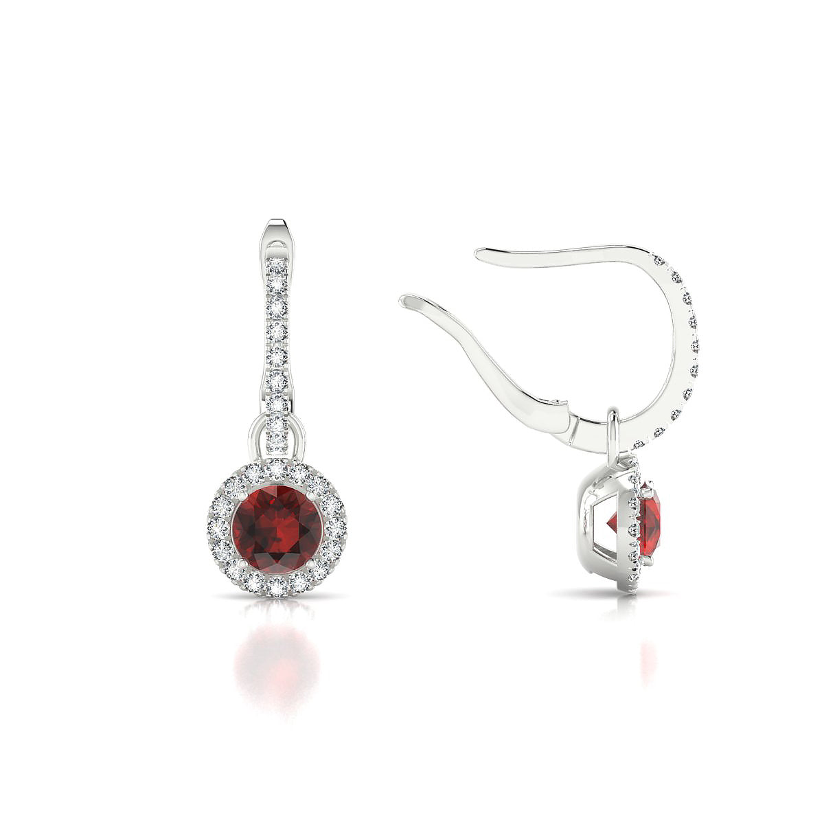 Sunrise | 18k White Gold 4.5 mm Round Garnet Earrings