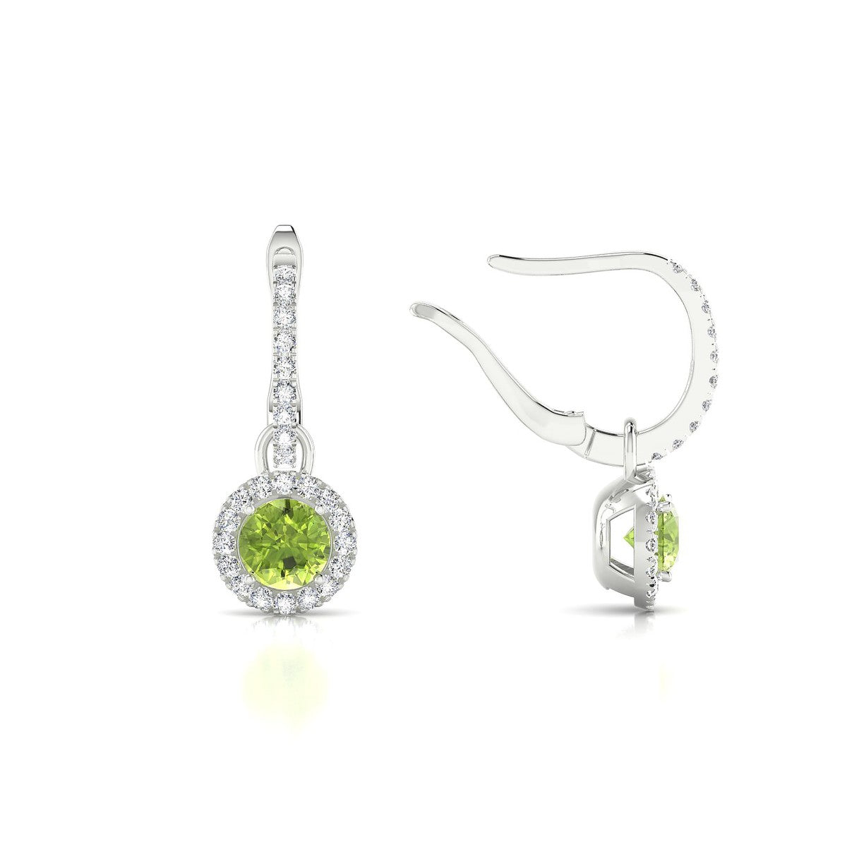 Sunrise | 18k White Gold 4.5 mm Round Peridot Earrings