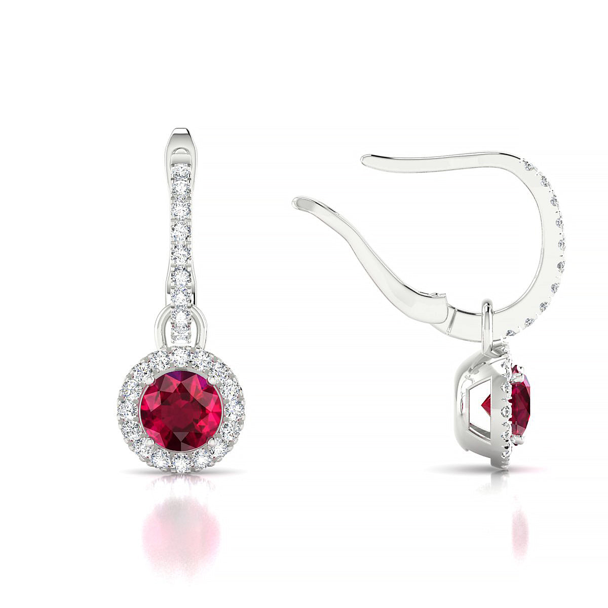 Sunrise | 18k White Gold 4.5 mm Round Ruby Earrings