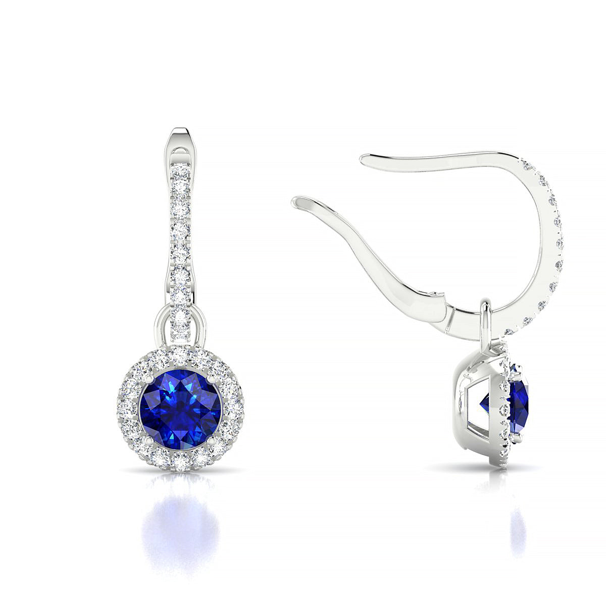 Sunrise | 18k White Gold 4.5 mm Round Sapphire Earrings