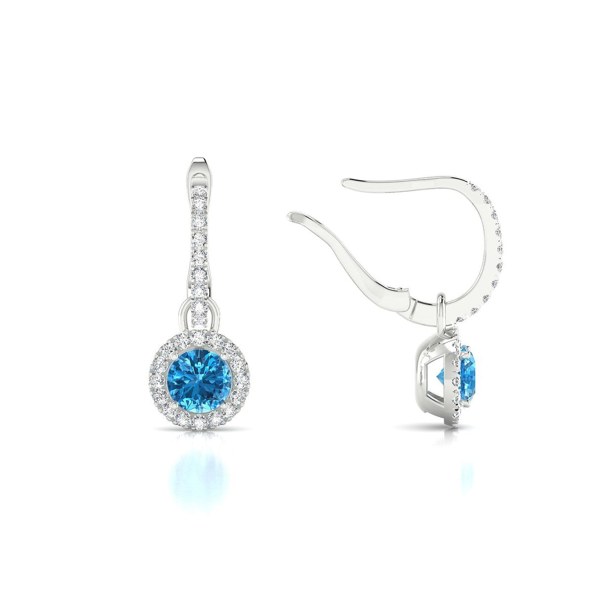 Sunrise | 18k White Gold 4.5 mm Round Topaz Earrings