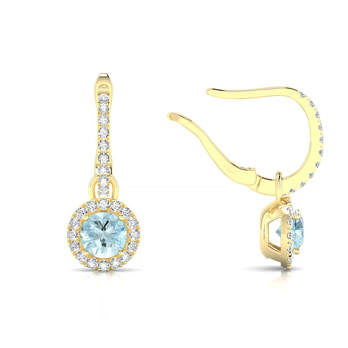 Sunrise | 18k Yellow Gold 4.5 mm Round Aquamarine Earrings
