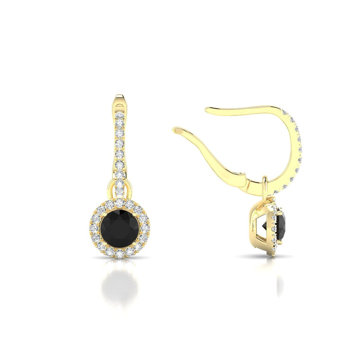 Sunrise | 18k Yellow Gold 4.5 mm Round Black Diamond Earrings
