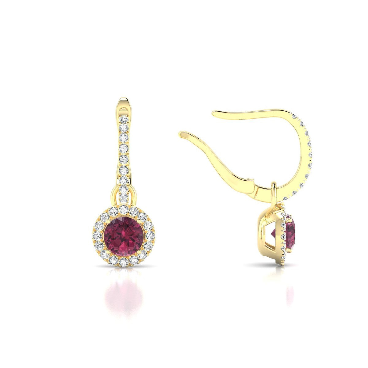 Sunrise | 18k Yellow Gold 4.5 mm Round Rhodolite Earrings
