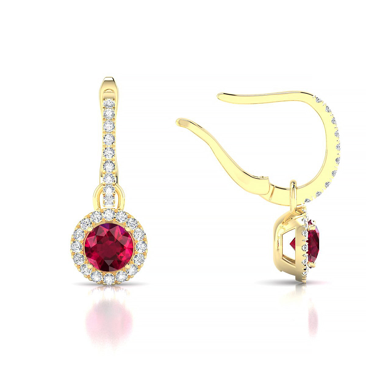 Sunrise | 18k Yellow Gold 4.5 mm Round Ruby Earrings