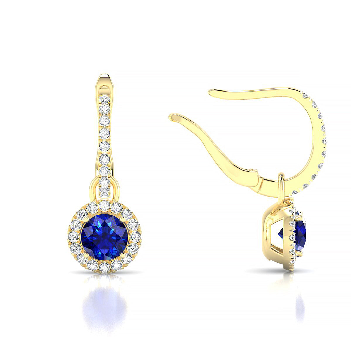 Sunrise | 18k Yellow Gold 4.5 mm Round Sapphire Earrings