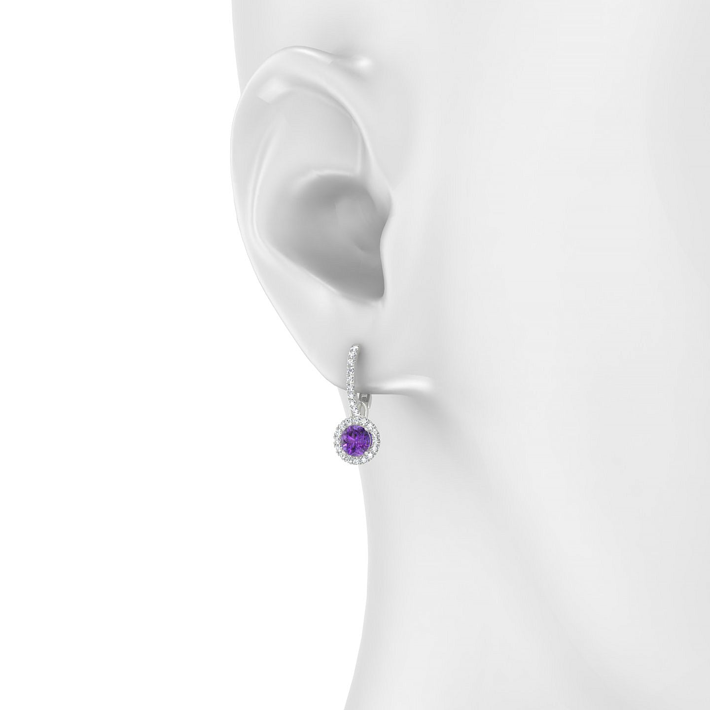 Sunrise | 18k White Gold 4.5 mm Round Amethyst Earrings