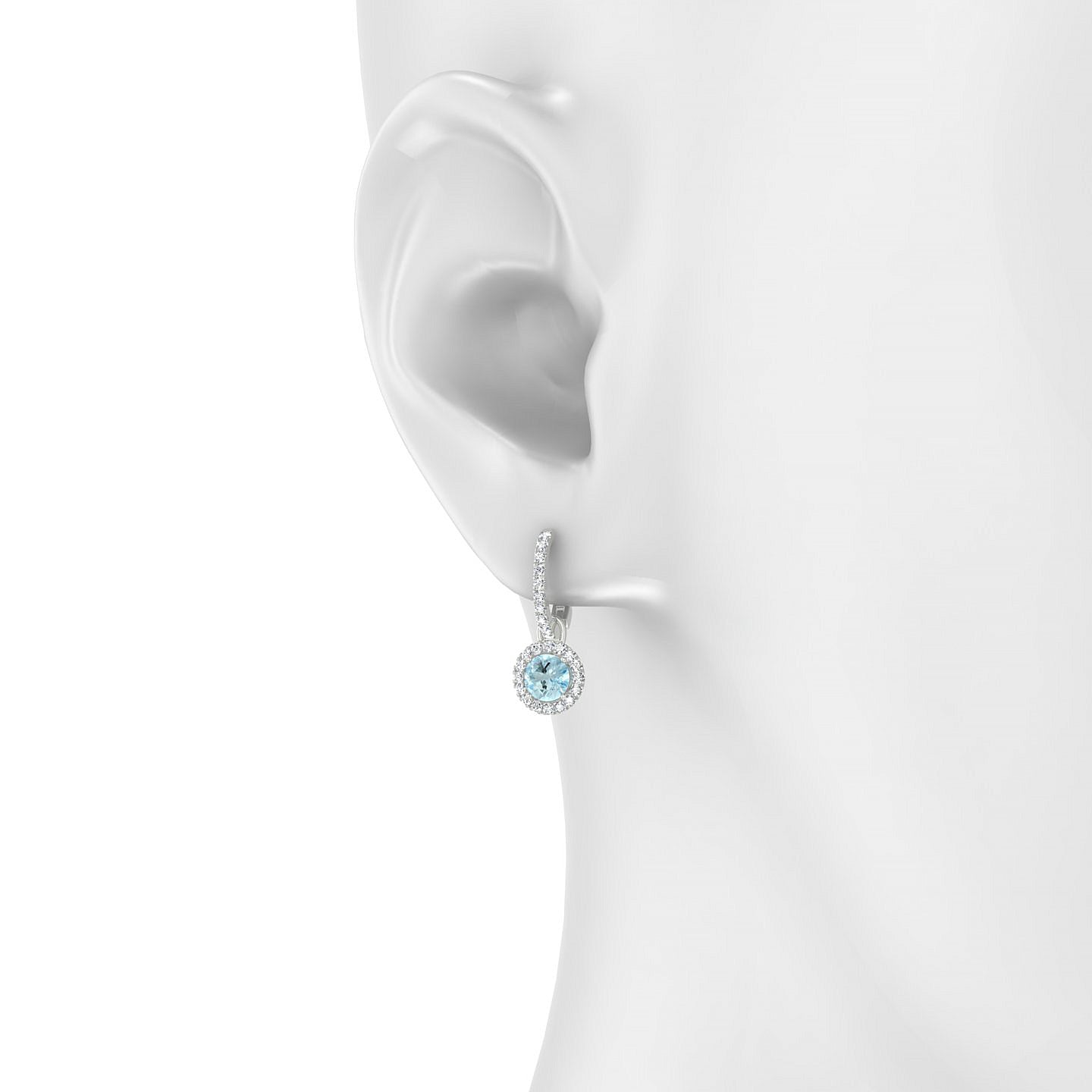 Sunrise | 18k White Gold 4.5 mm Round Aquamarine Earrings