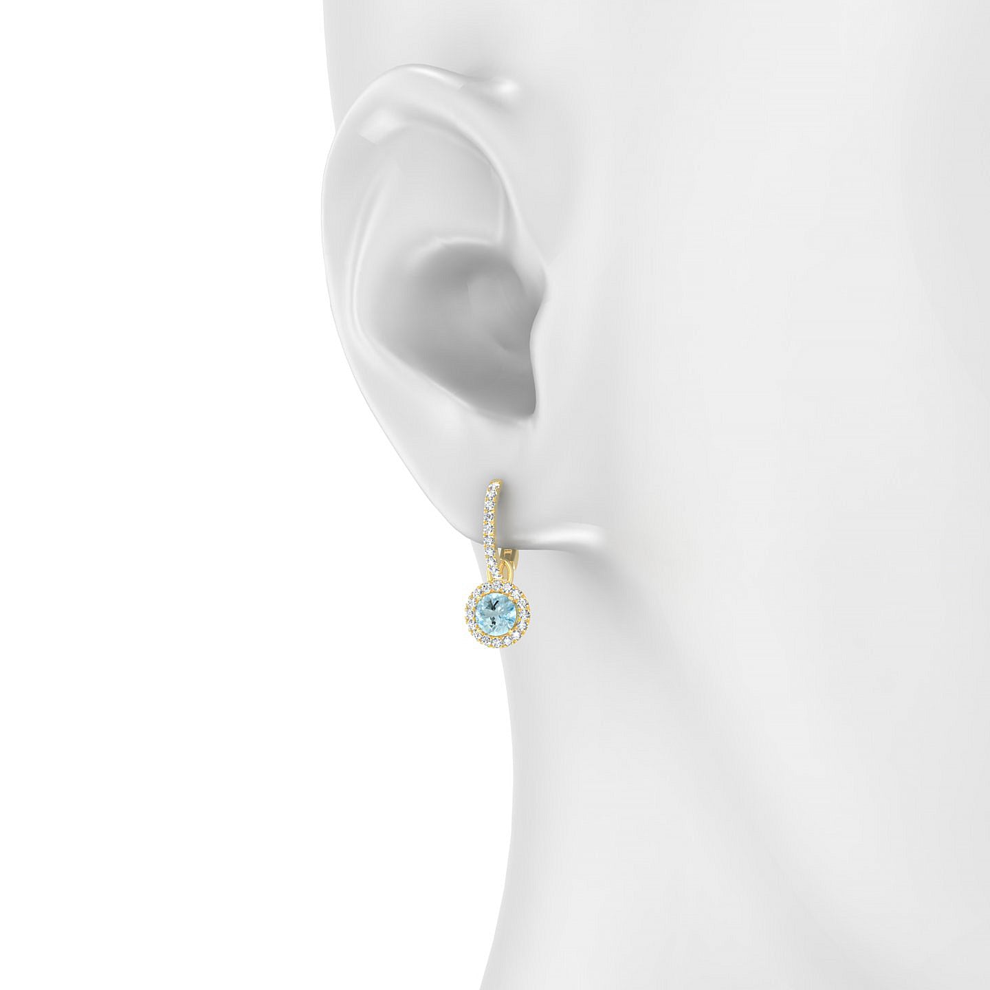 Sunrise | 18k Yellow Gold 4.5 mm Round Aquamarine Earrings