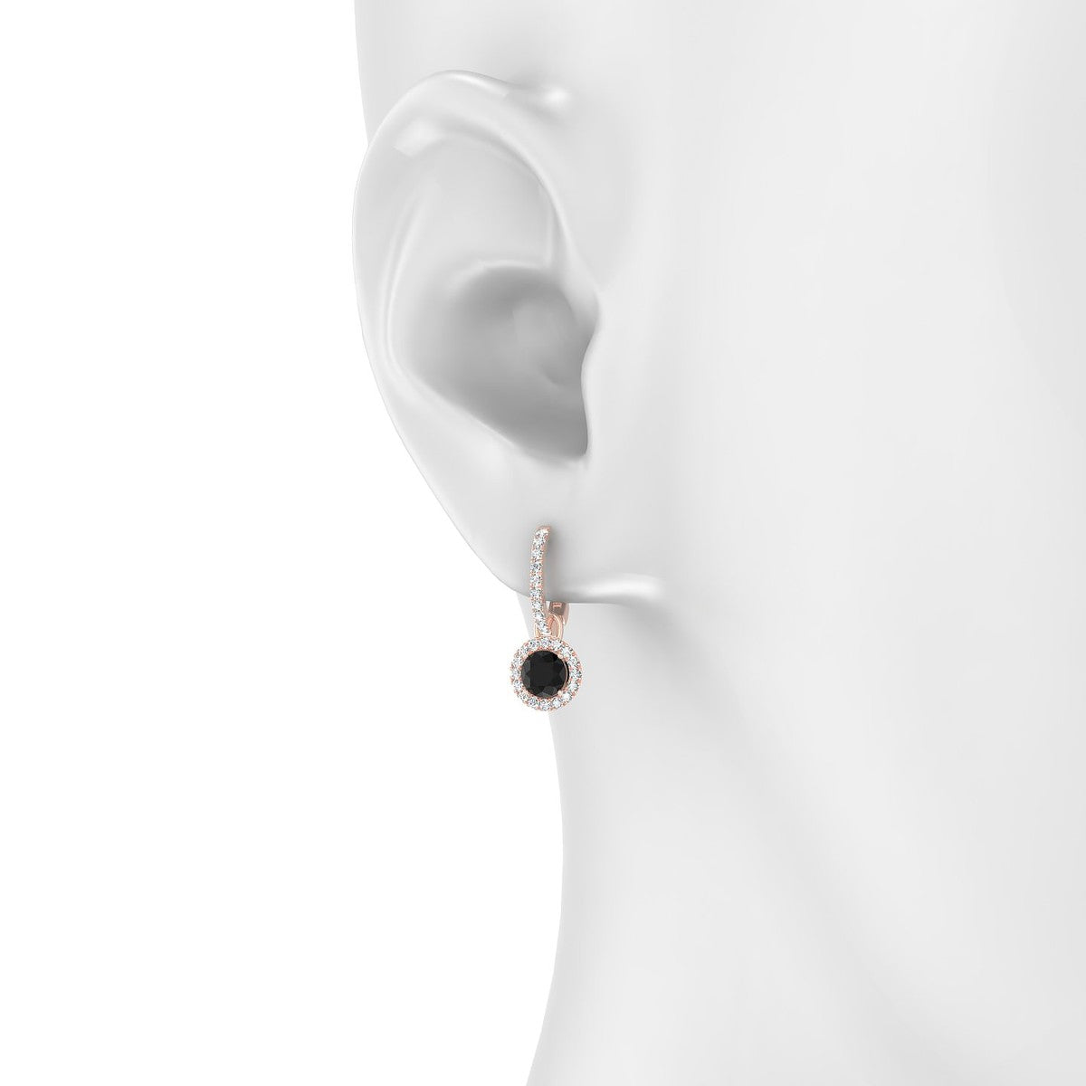 Sunrise | 18k Rose Gold 4.5 mm Round Black Diamond Earrings