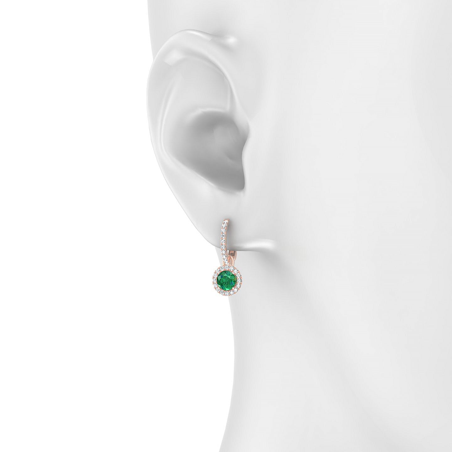 Sunrise | 18k Rose Gold 4.5 mm Round Emerald Earrings