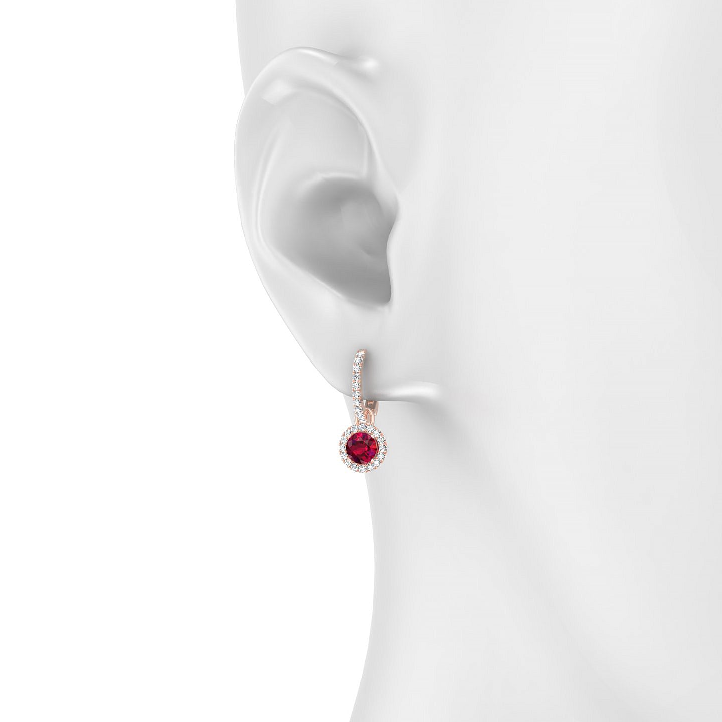 Sunrise | 18k Rose Gold 4.5 mm Round Ruby Earrings
