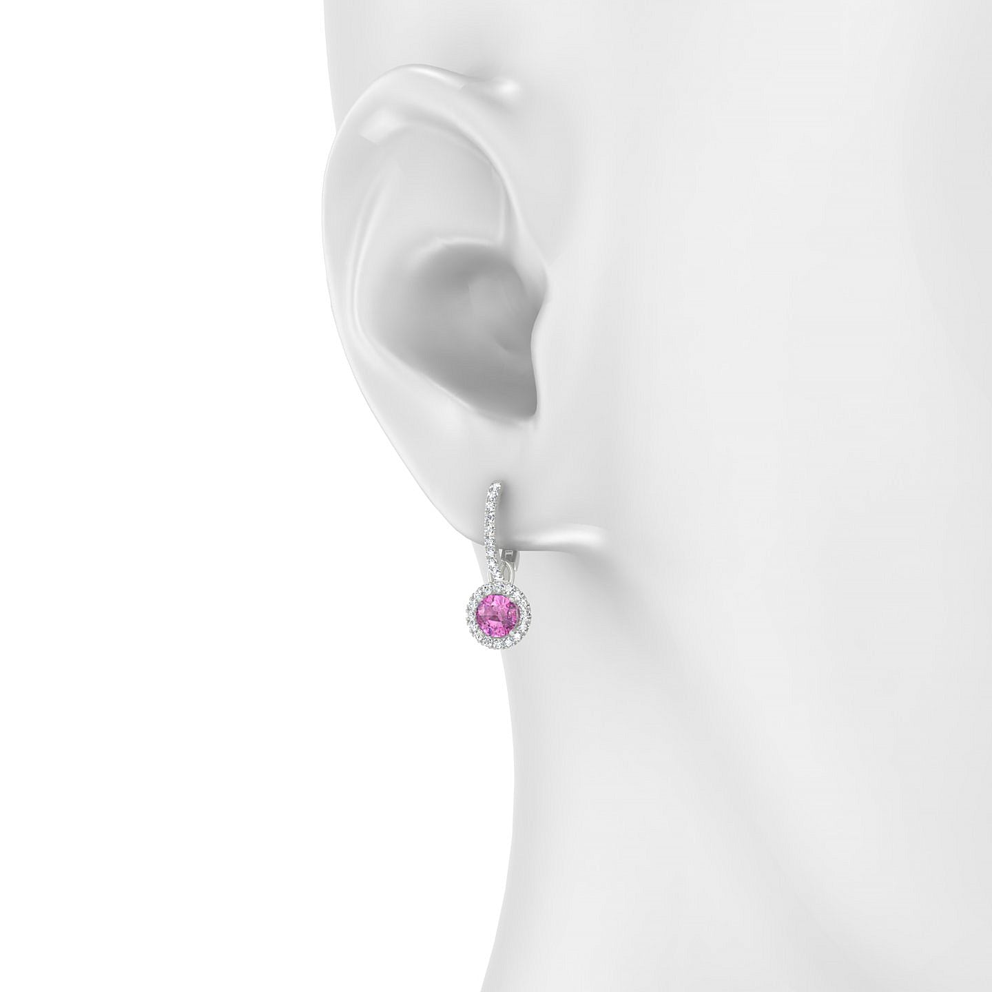 Sunrise | 18k White Gold 4.5 mm Round Pink Sapphire Earrings
