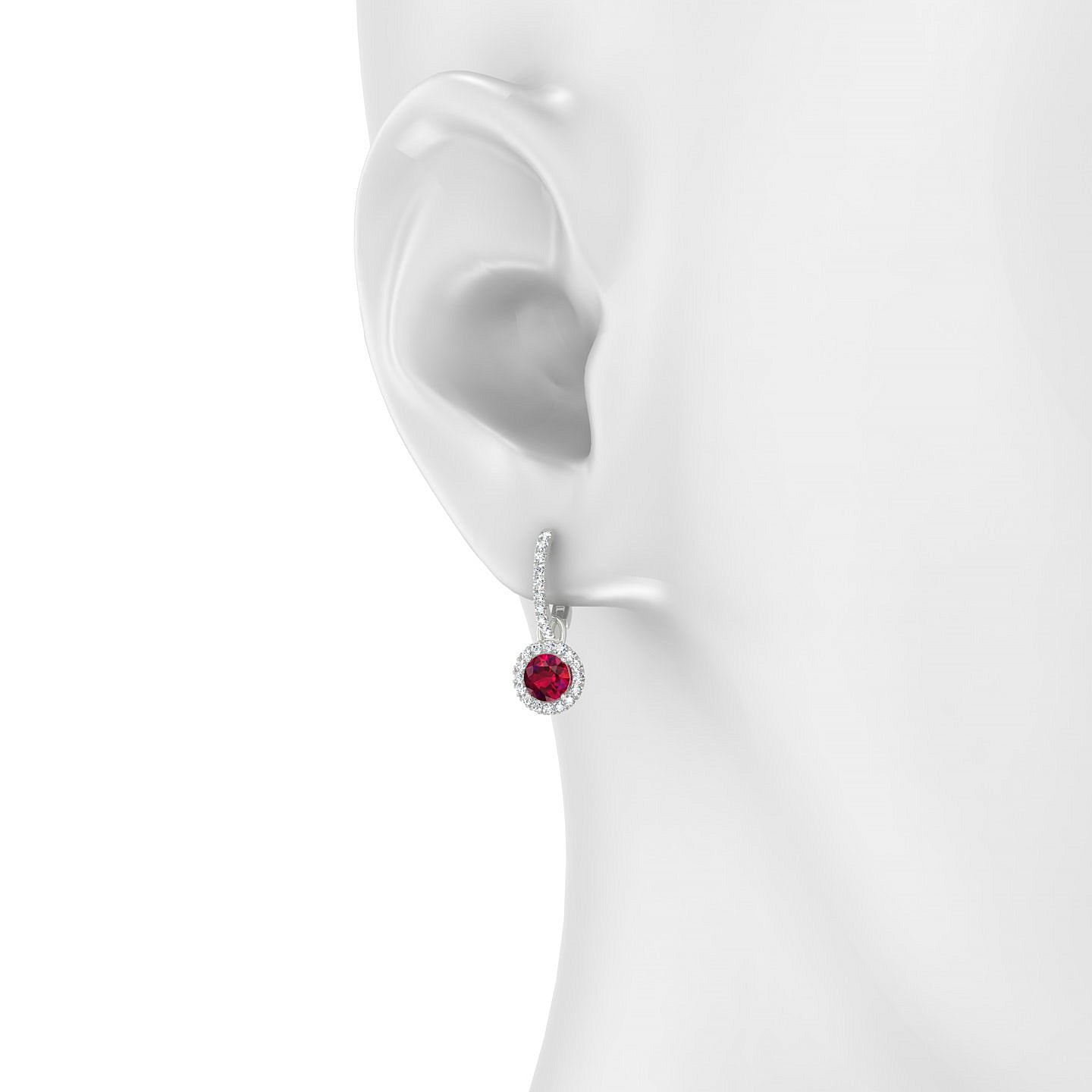 Sunrise | 18k White Gold 4.5 mm Round Ruby Earrings