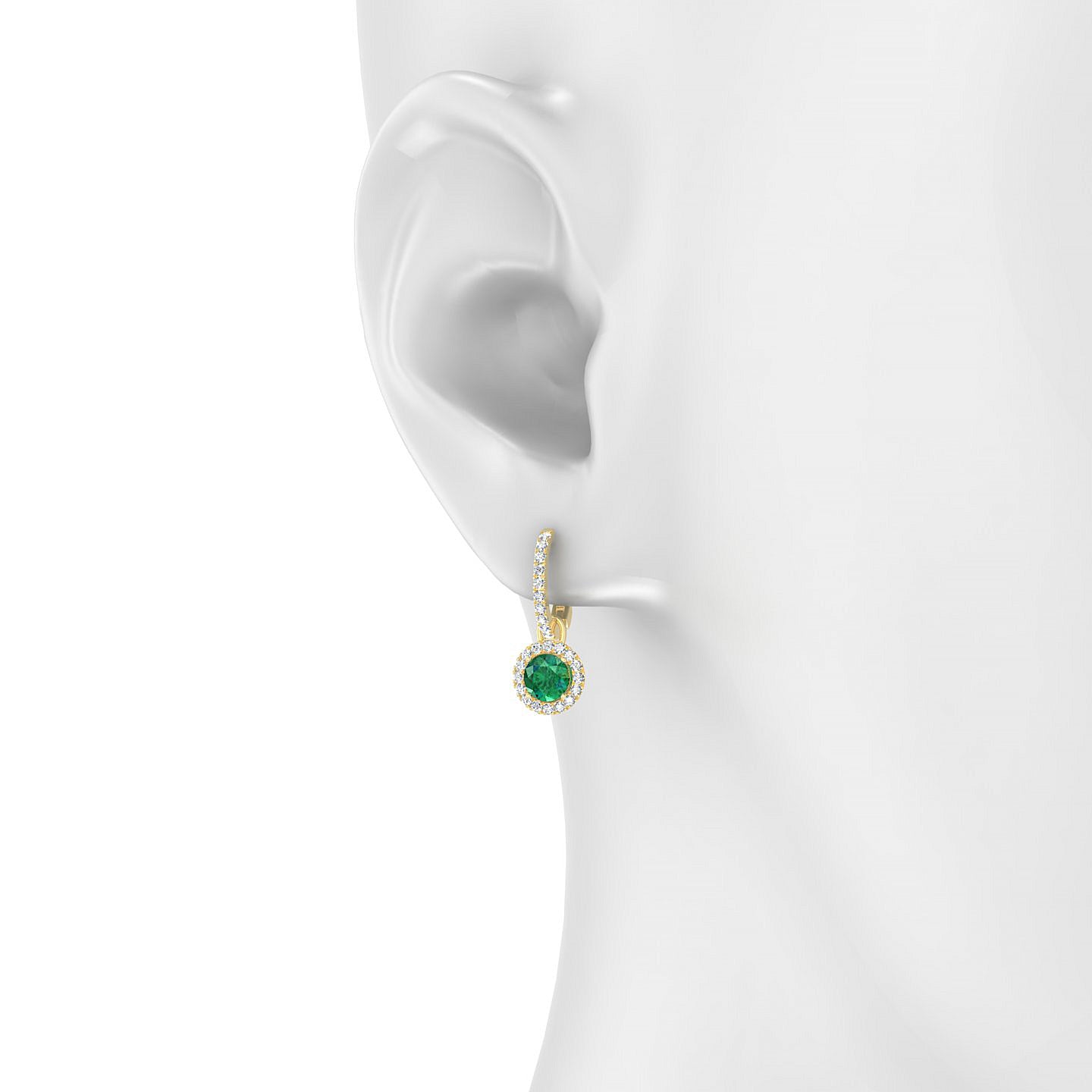 Sunrise | 18k Yellow Gold 4.5 mm Round Emerald Earrings