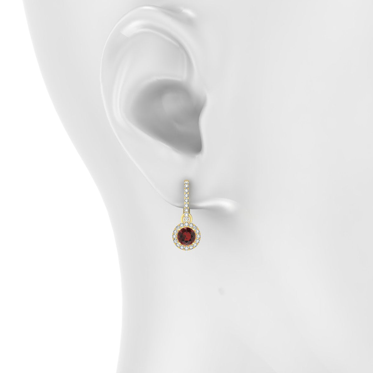 Sunrise | 18k Yellow Gold 4.5 mm Round Garnet Earrings