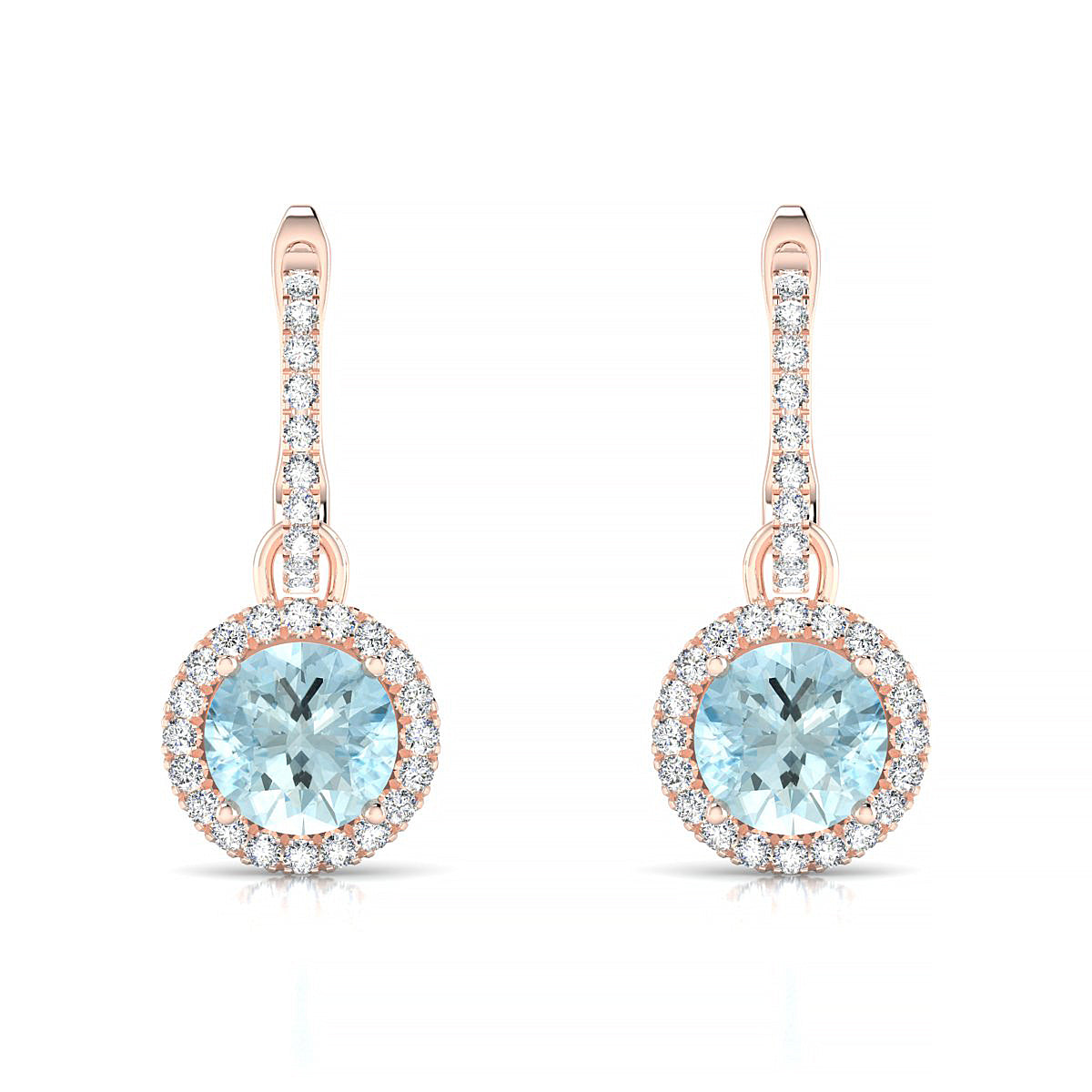 Sunrise | 18k Rose Gold 6 mm Round Aquamarine Earrings