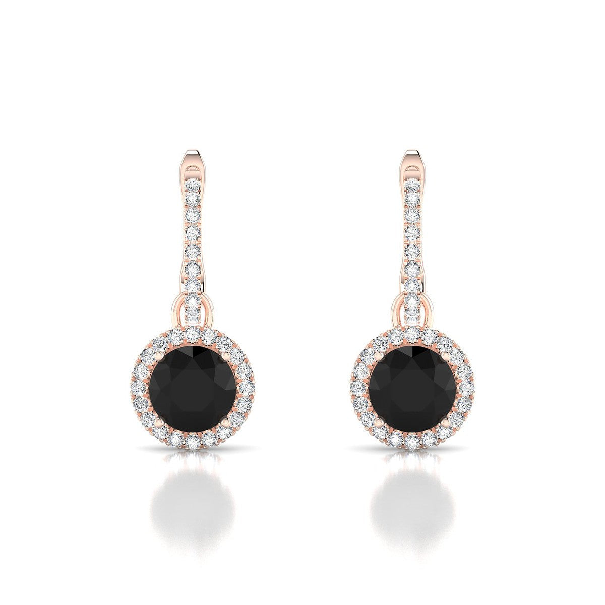 Sunrise | 18k Rose Gold 6 mm Round Black Diamond Earrings