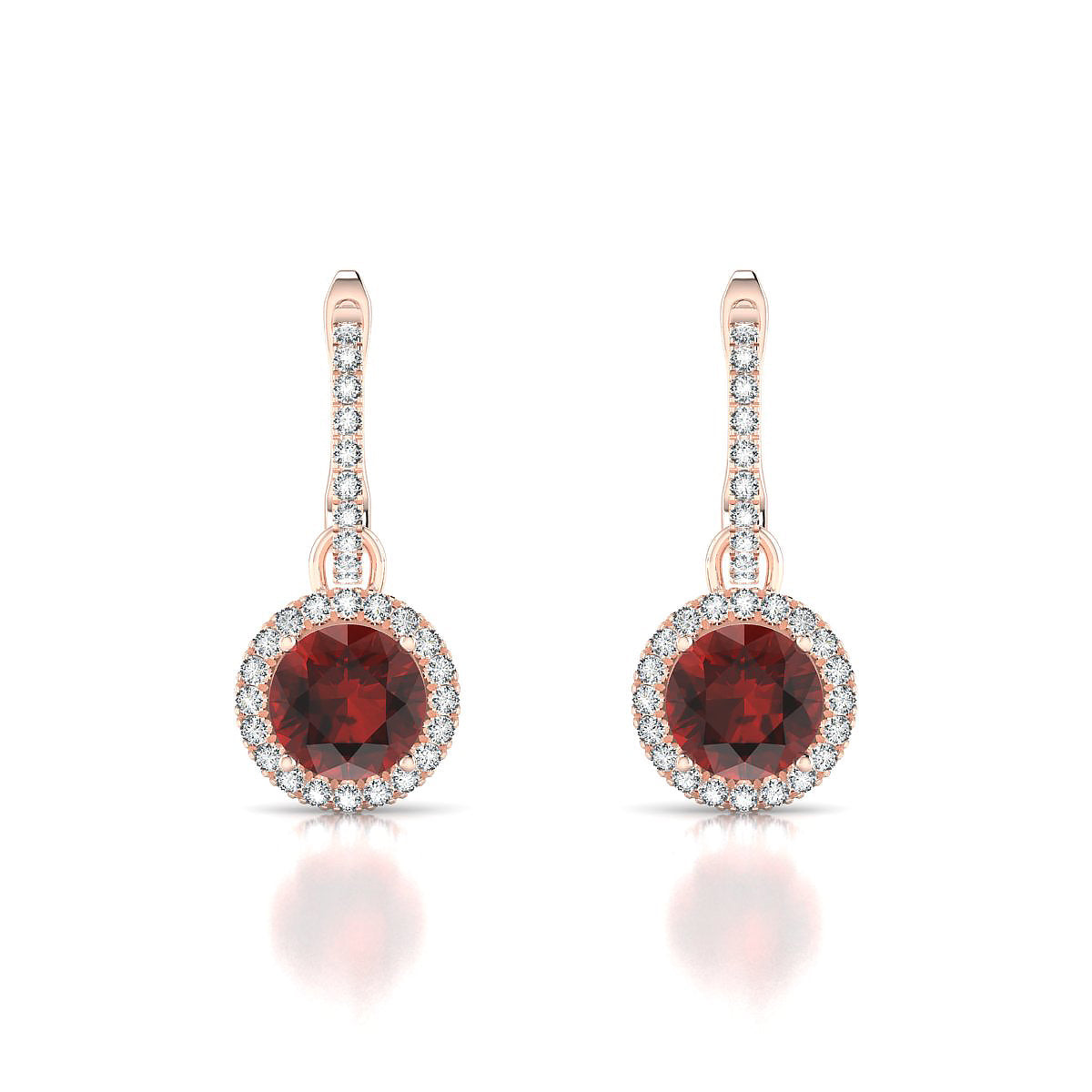 Sunrise | 18k Rose Gold 6 mm Round Garnet Earrings