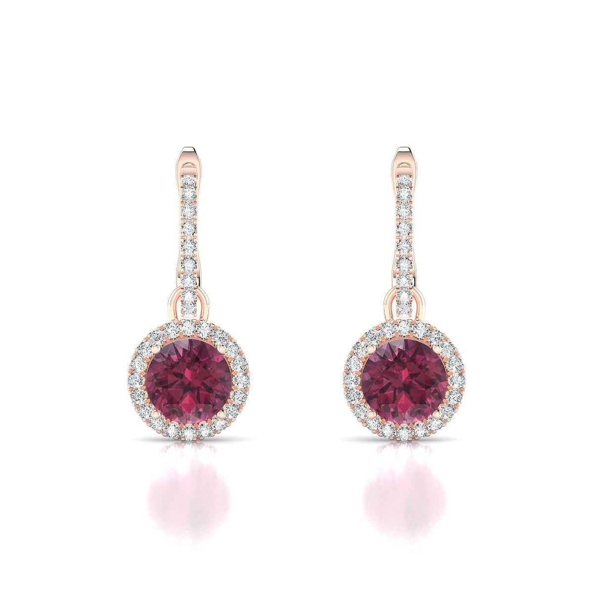 Sunrise | 18k Rose Gold 6 mm Round Rhodolite Earrings