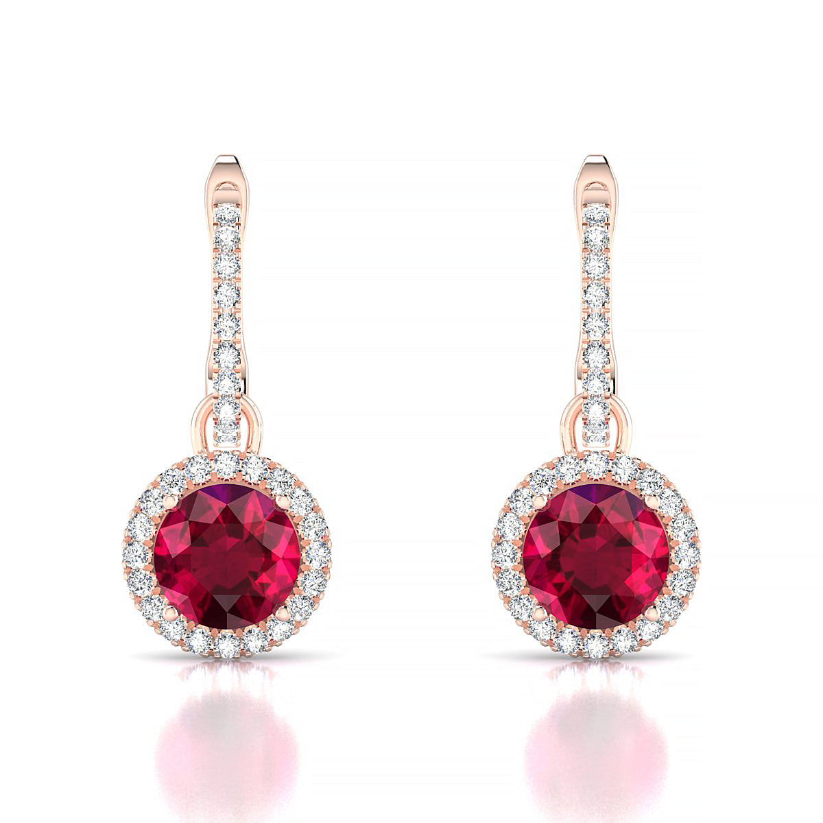 Sunrise | 18k Rose Gold 6 mm Round Ruby Earrings