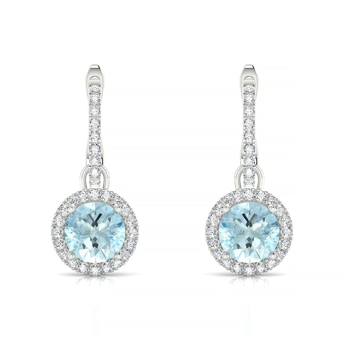 Sunrise | 18k White Gold 6 mm Round Aquamarine Earrings