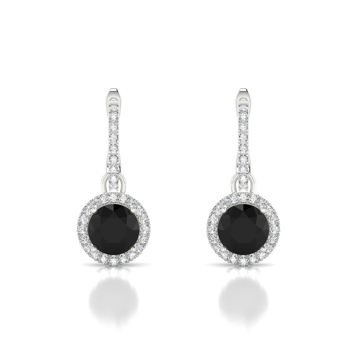 Sunrise | 18k White Gold 6 mm Round Black Diamond Earrings