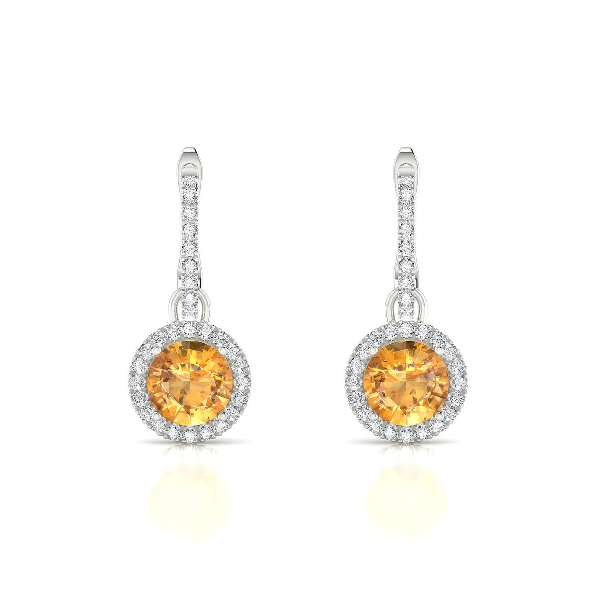 Sunrise | 18k White Gold 6 mm Round Citrine Earrings