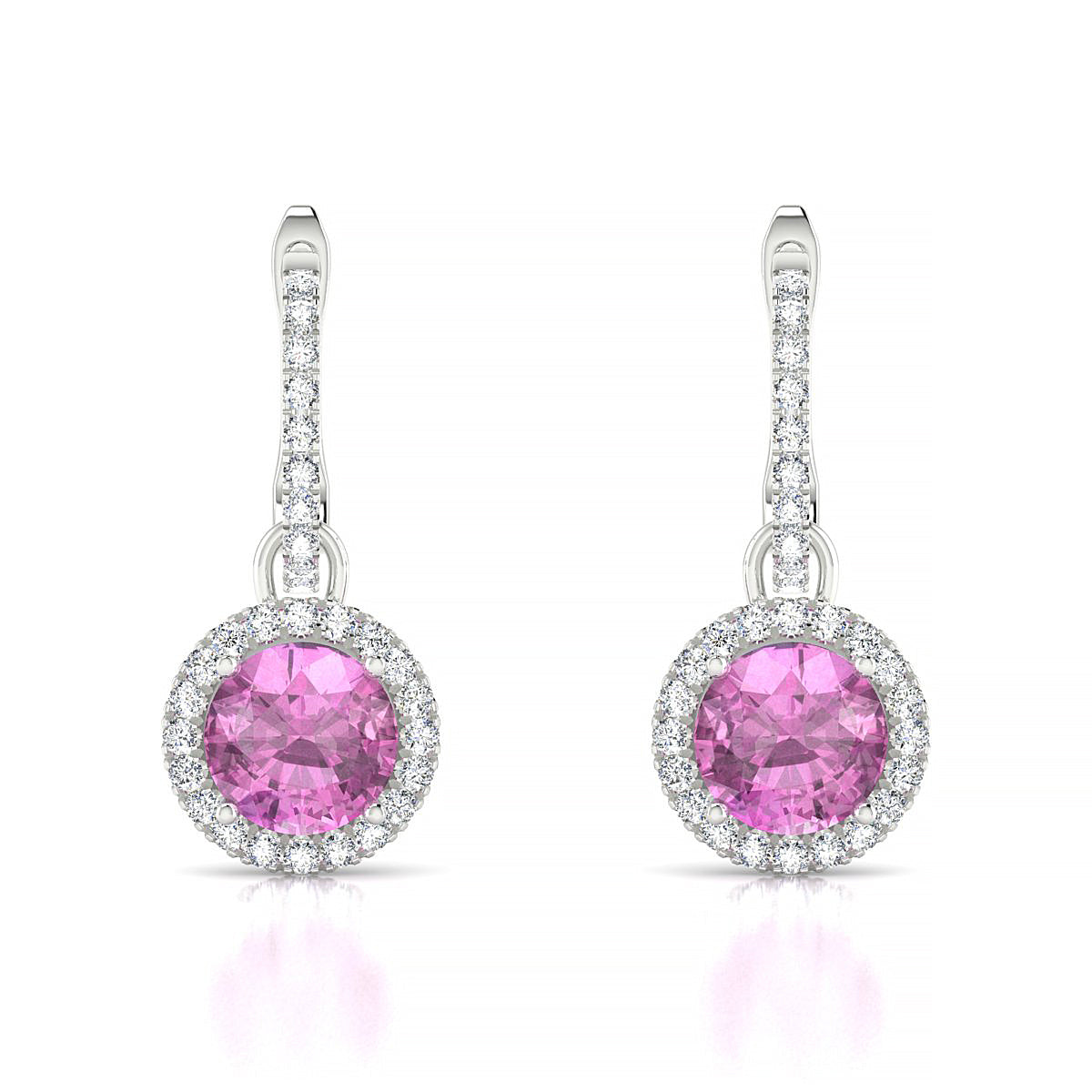 Sunrise | 18k White Gold 6 mm Round Pink Sapphire Earrings