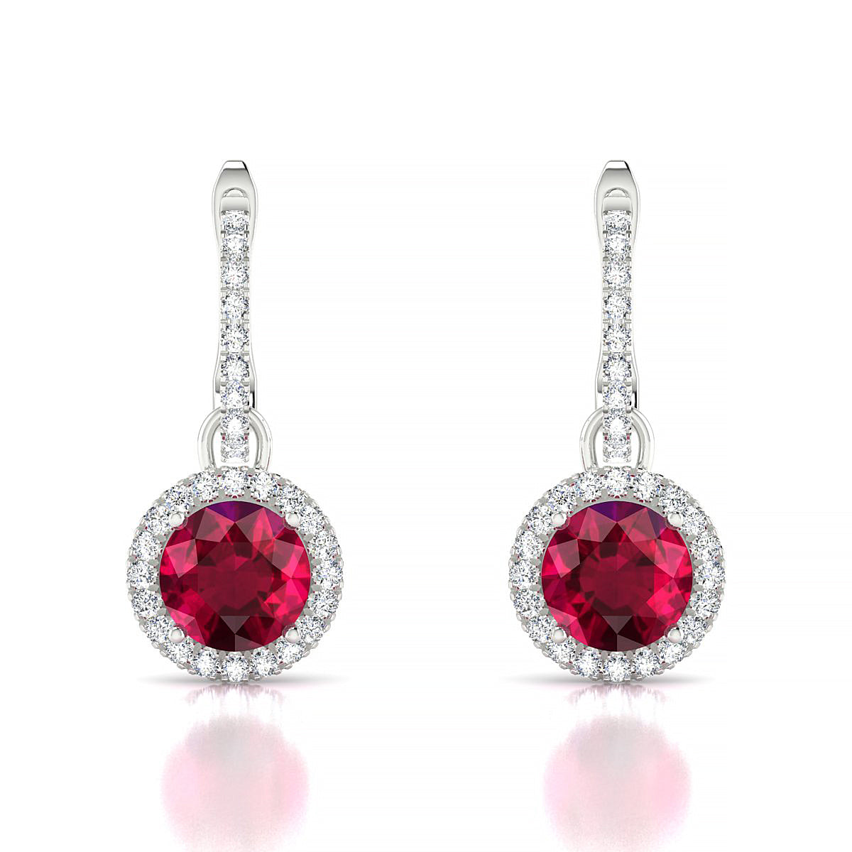Sunrise | 18k White Gold 6 mm Round Ruby Earrings