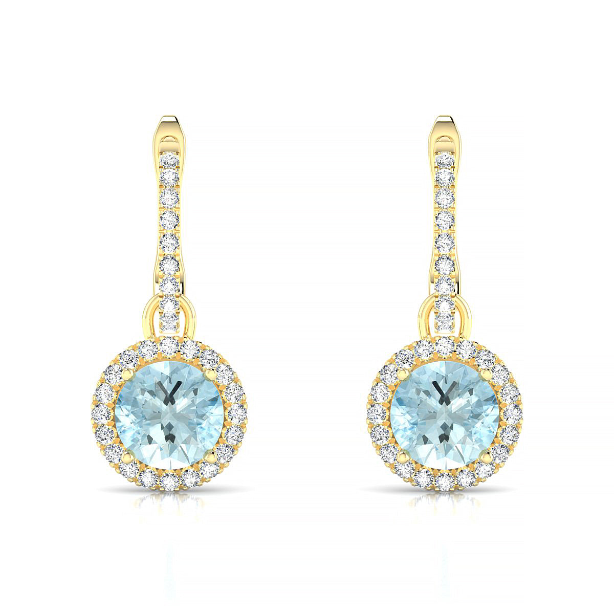 Sunrise | 18k Yellow Gold 6 mm Round Aquamarine Earrings