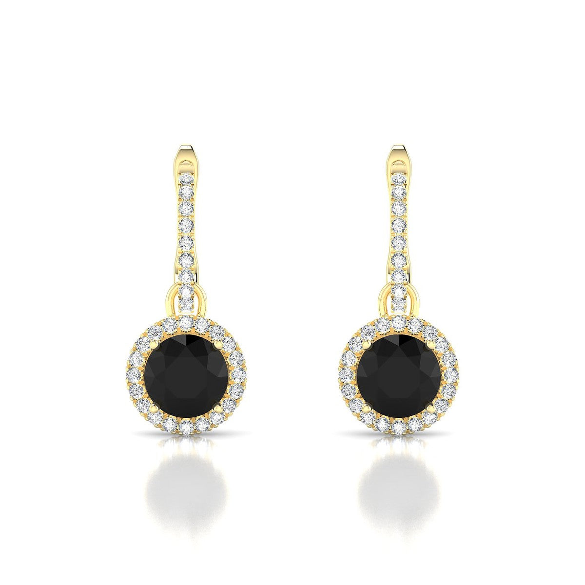 Sunrise | 18k Yellow Gold 6 mm Round Black Diamond Earrings